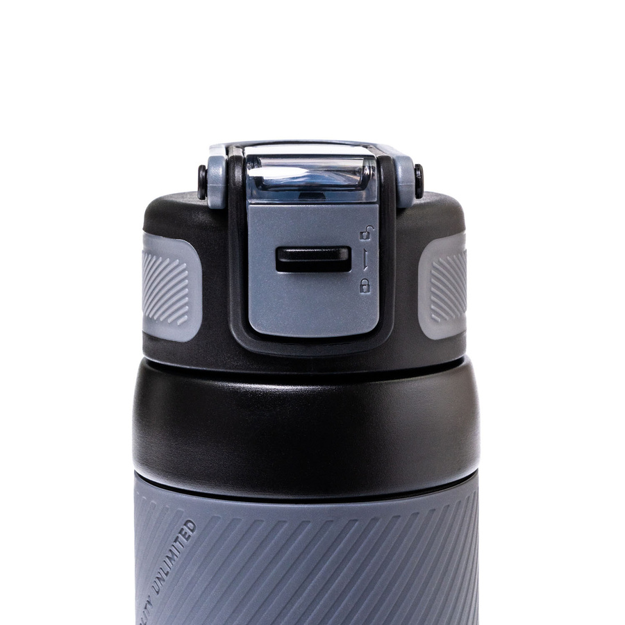 Czarny kubek termiczny ze stali nierdzewnej z silikonowym ustnikiem - Peterson