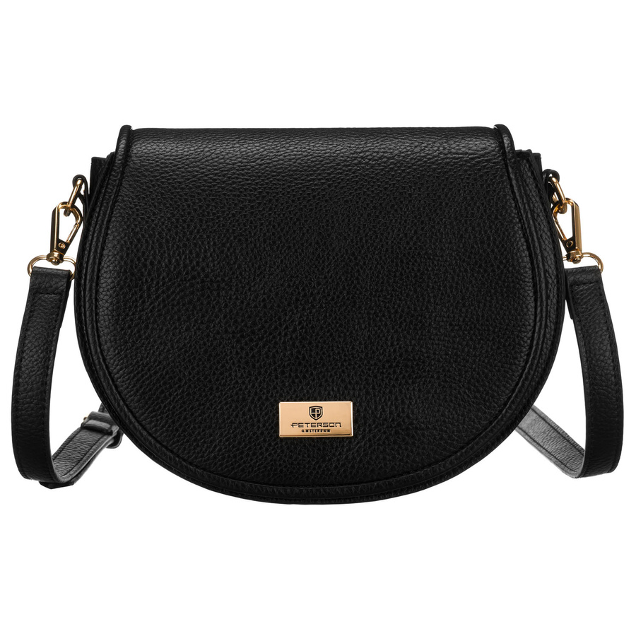 Klasyczna listonoszka damska ze skóry ekologicznej w czarnym kolorze - Peterson