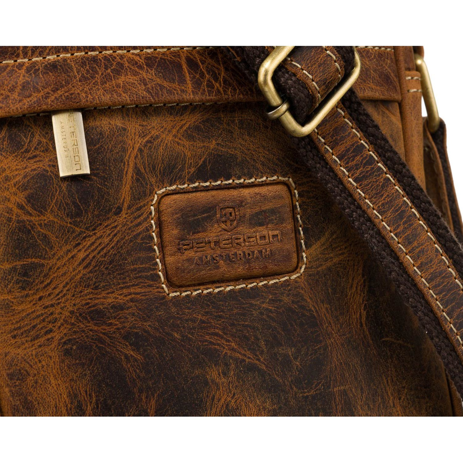 Męska torba na ramię z naturalnej skóry vintage - Peterson