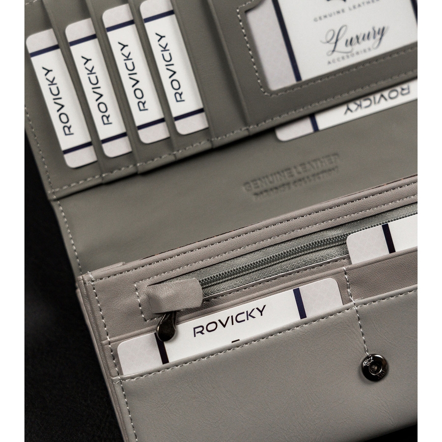 Duży, wielokolorowy portfel damski wykonany ze skóry naturalnej i ekologicznej - 4U Cavaldi