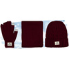 Zestaw: czapka, rękawiczki i szalik w bordowym kolorze - Peterson