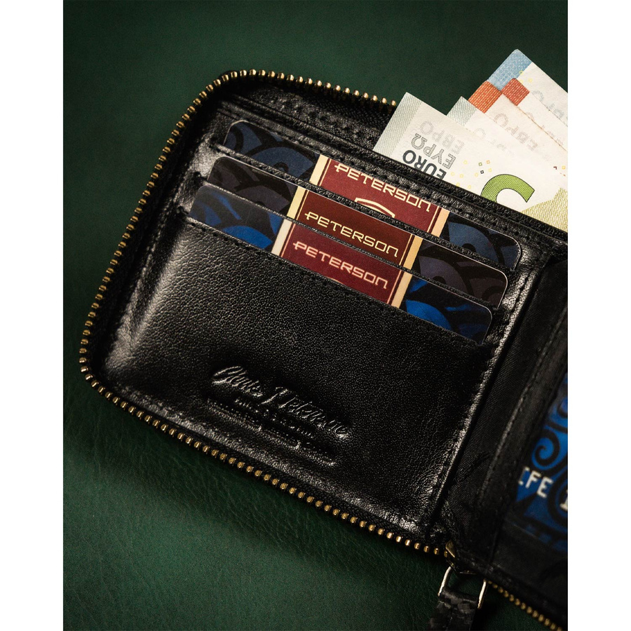 Skórzany sportowy portfel na zamek - Peterson