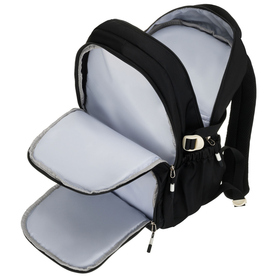 Plecak szkolny z poliestru w czarnym kolorze z przegrodą na laptopa - Peterson