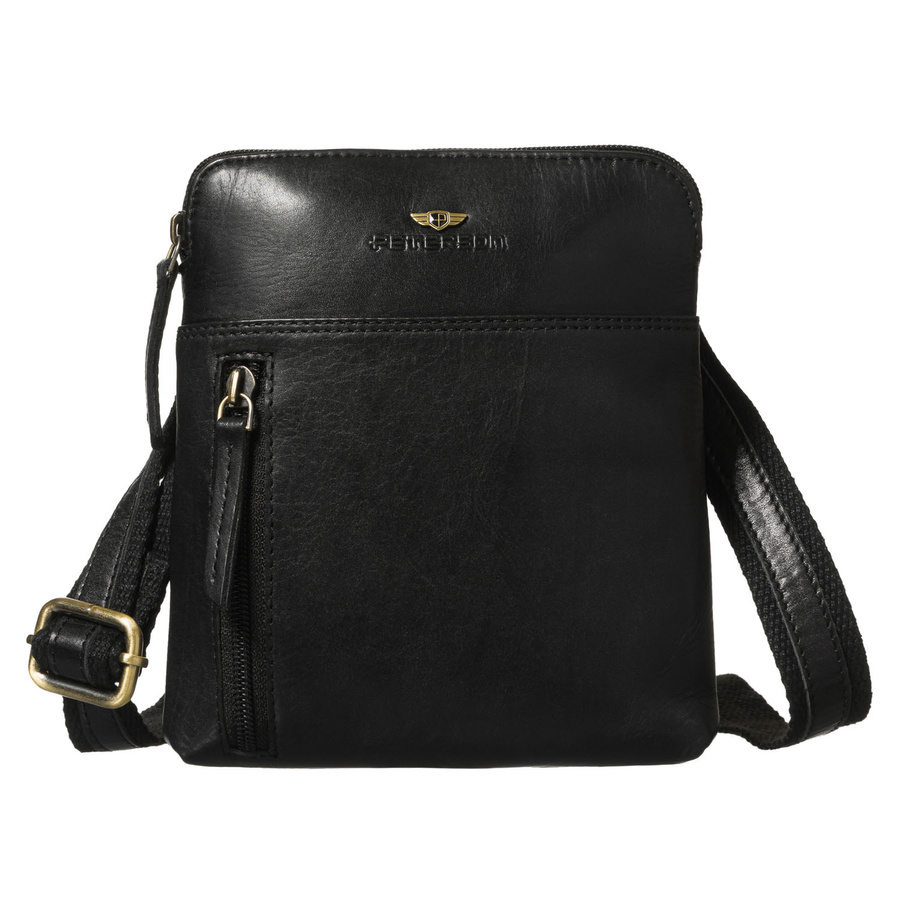 Listonoszka męska ze skóry naturalnej w czarnym kolorze, jednokomorowa i zamykana suwakiem - Peterson