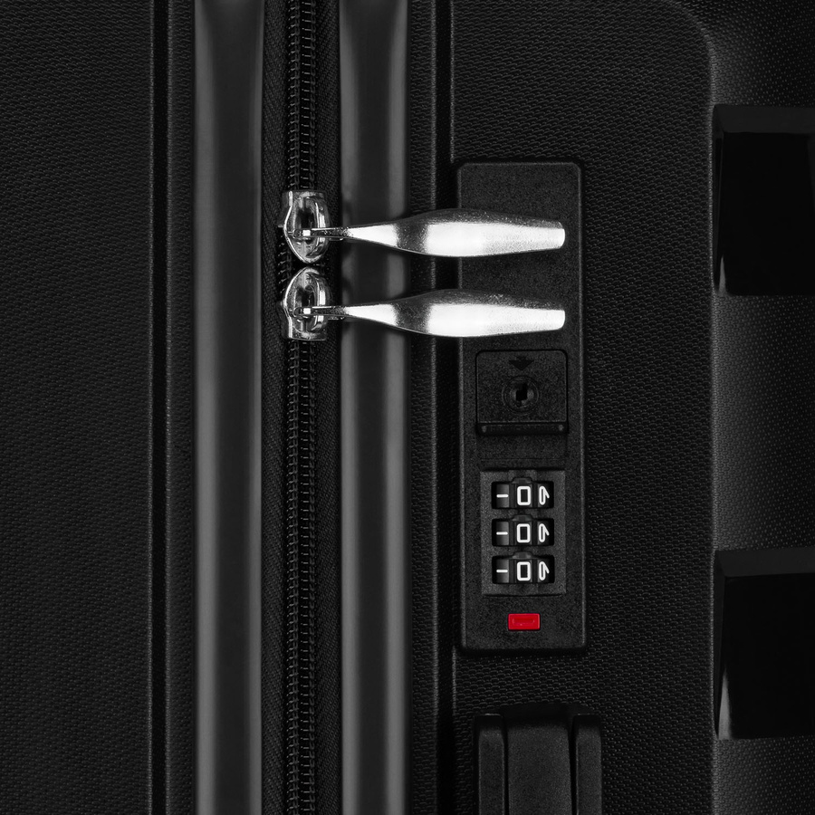 Zestaw walizek w czarnym kolorze wykonanych z polipropylenu z zamkami szyfrowanymi - Peterson