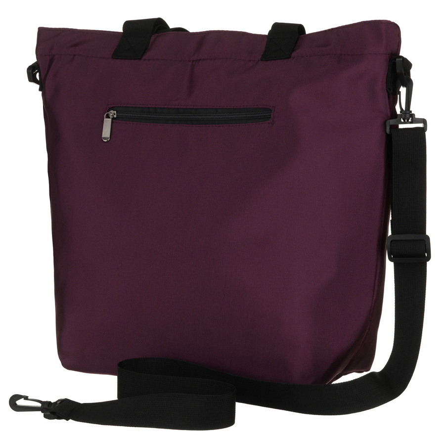 Duża, fioletowa shopperka damska zawieszona na wygodnych uchwytach i doczepianym pasku - Peterson