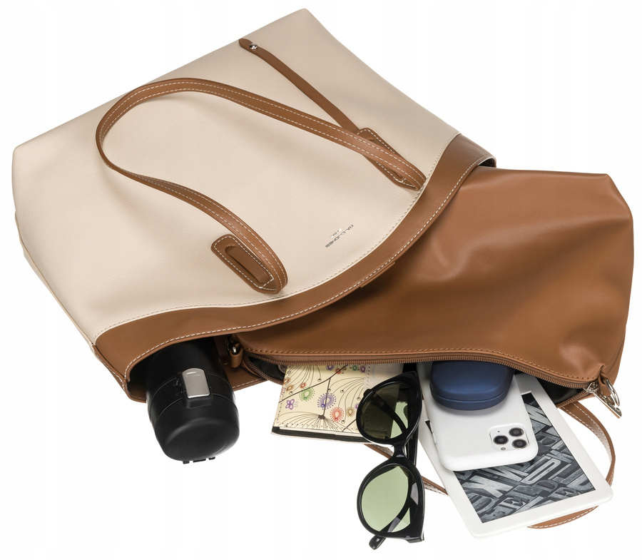 Elegancka shopperka ze skóry ekologicznej z insertem - David Jones