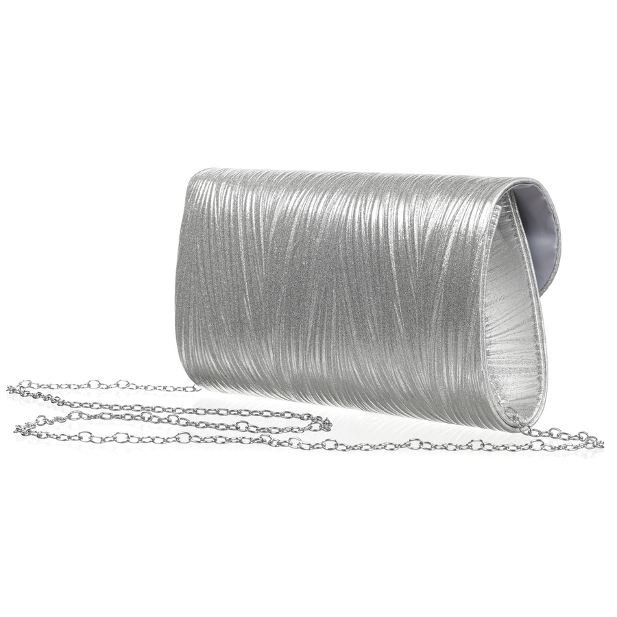 Srebrna kopertówka damska ze skóry ekologicznej zamykana na magnes - Rovicky