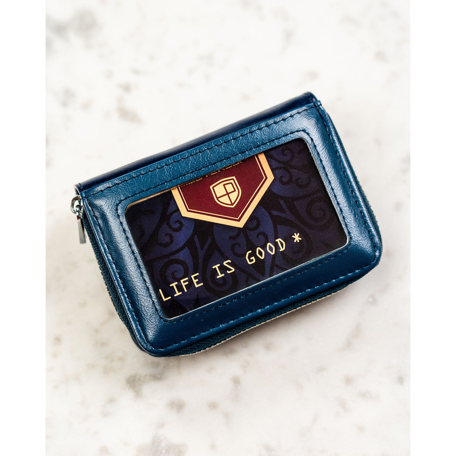 Mały portfel damski ze skóry naturalnej i ekologicznej w granatowym kolorze - Peterson