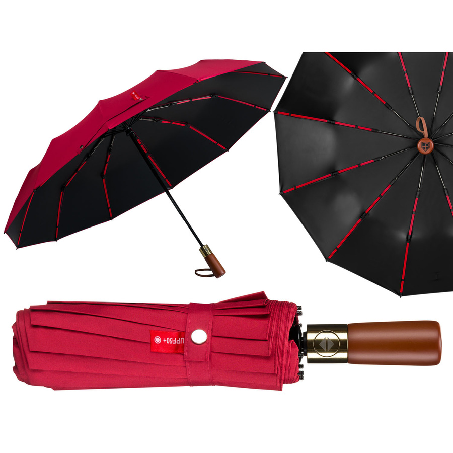 Parasol w kolorze czerwonym, rozkładany automatycznie - Peterson