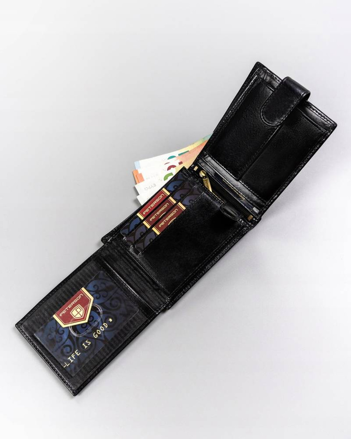 Duży, skórzany portfel męski zapinany na zatrzask - Peterson