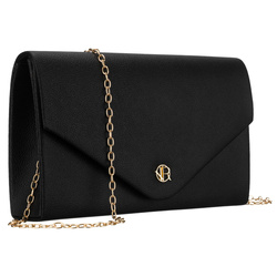 Czarna kopertówka damska wykonana ze skóry ekologicznej, jednokomorowa - Rovicky