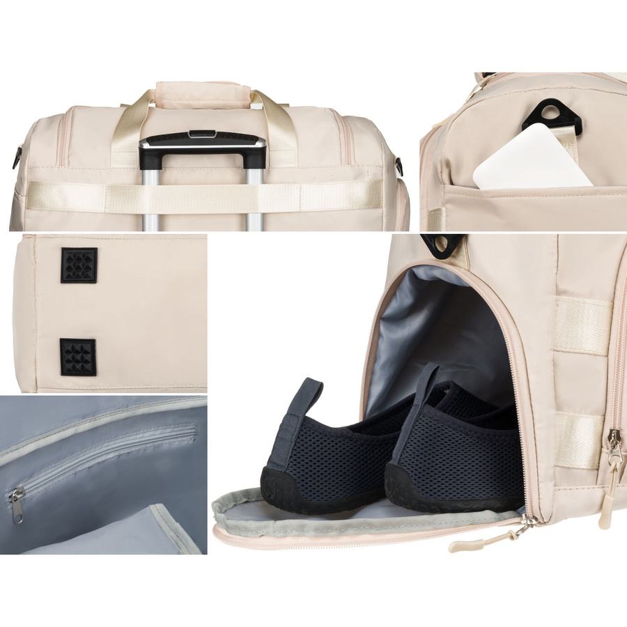 Beżowa torba podróżna lub na siłownię wykonana z poliestru - Peterson