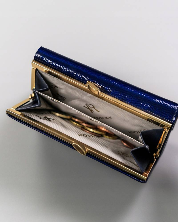 Skórzany portfel damski na bigiel i zatrzask - Rovicky