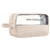 Kosmetyczka z tkaniny syntetycznej w beżowym kolorze wyposażona w przezroczysty panel - Peterson