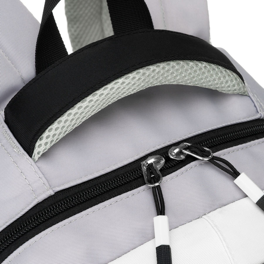 Białoczarny plecak szkolny z poliestru z poręczną dodatkową saszetką - Peterson