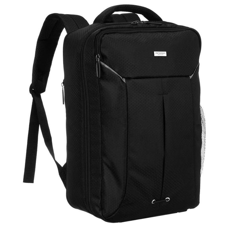 Podróżny, czarny plecak z poliestru idealny na bagaż podręczny - Peterson