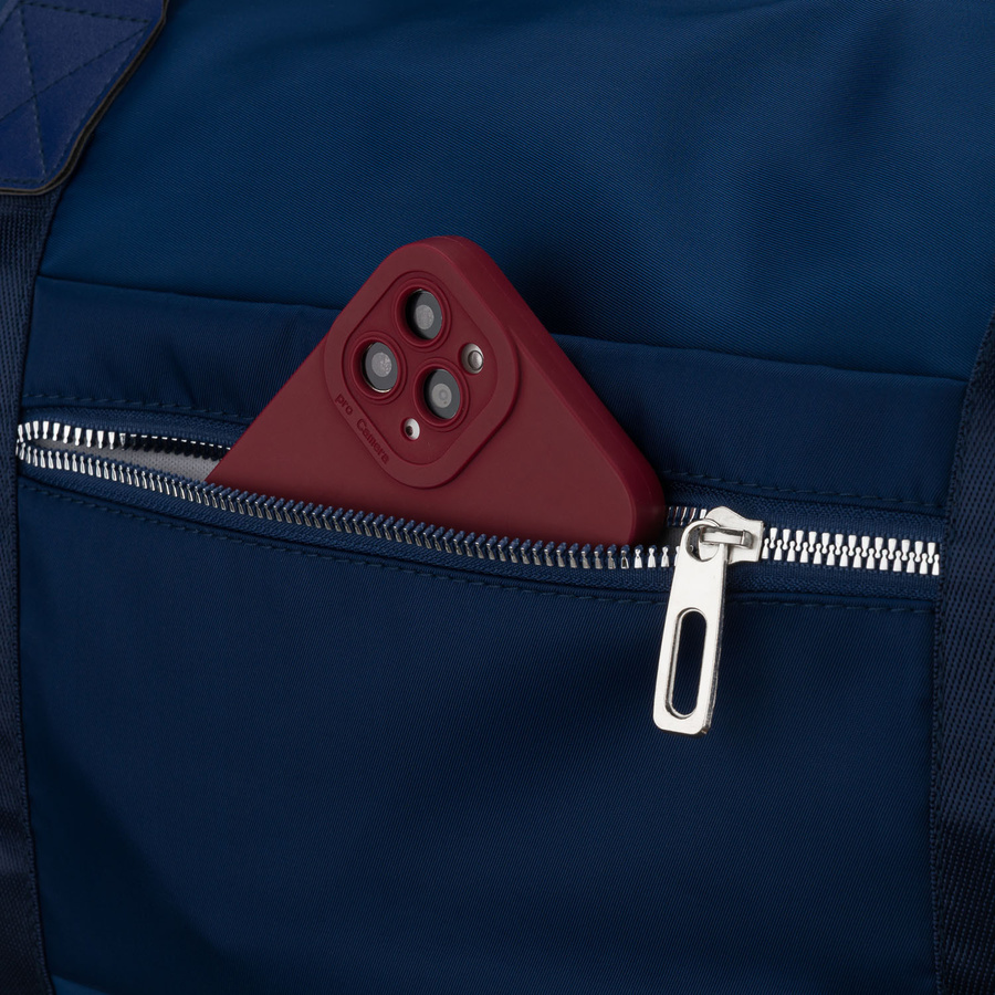 Sportowa torba treningowa z poliestru w granatowym kolorze, jednokomorowa - Peterson