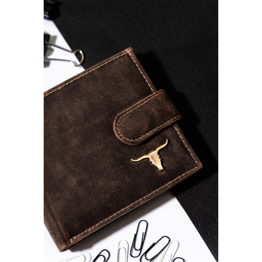 Duży skórzany portfel męski z zatrzaskiem - Buffalo Wild