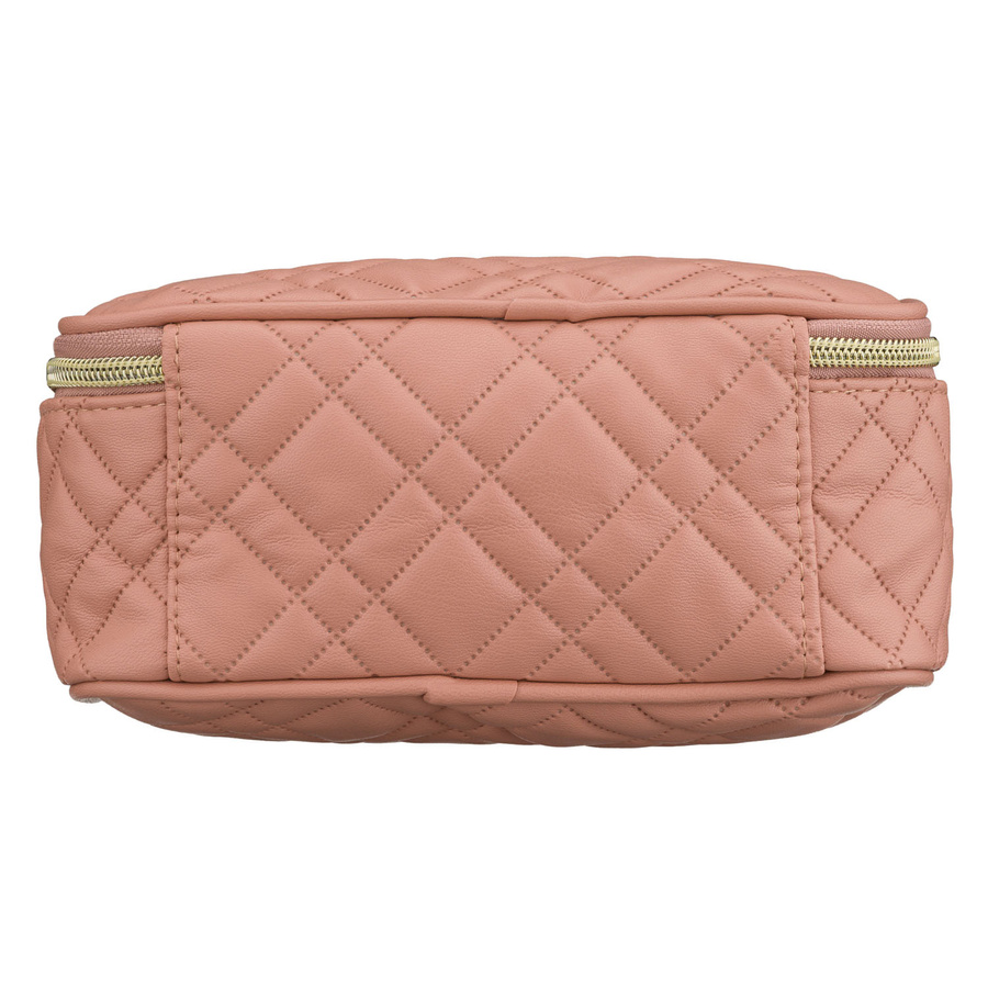 Jednokomorowa, różowa kosmetyczka z tkaniny syntetycznej z praktycznym uchwytem - Peterson