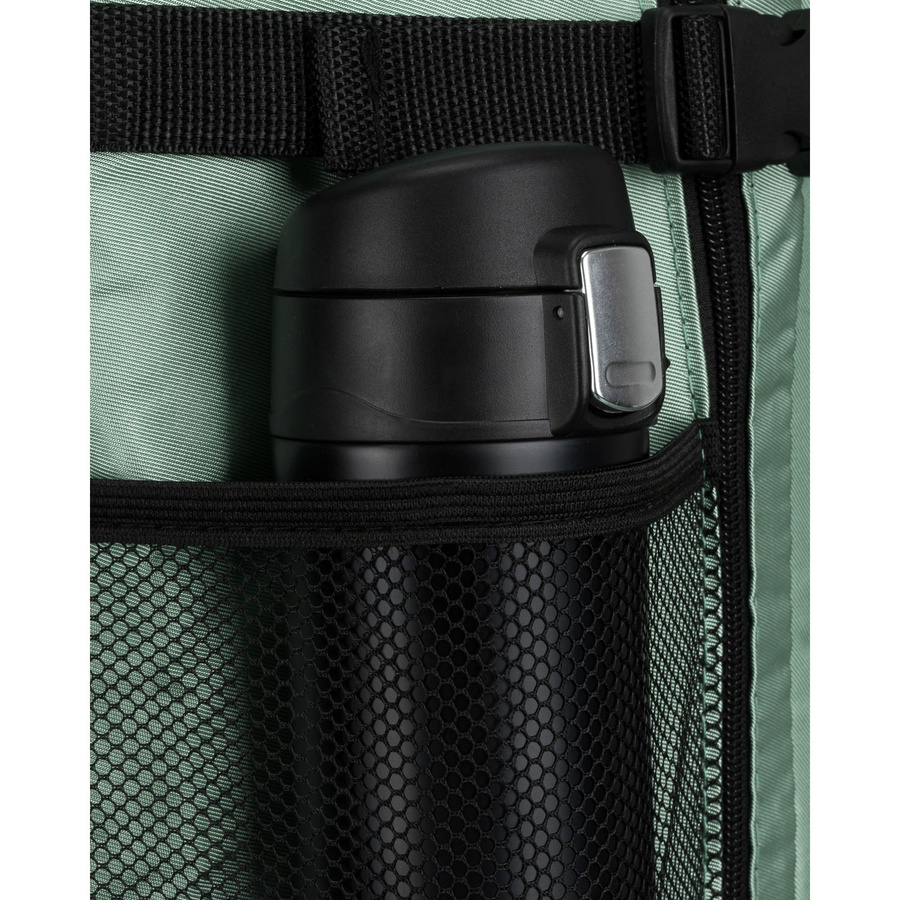 Markowy plecak podróżny w odcieniu miętowym zamykany bezpiecznym suwakiem - Peterson