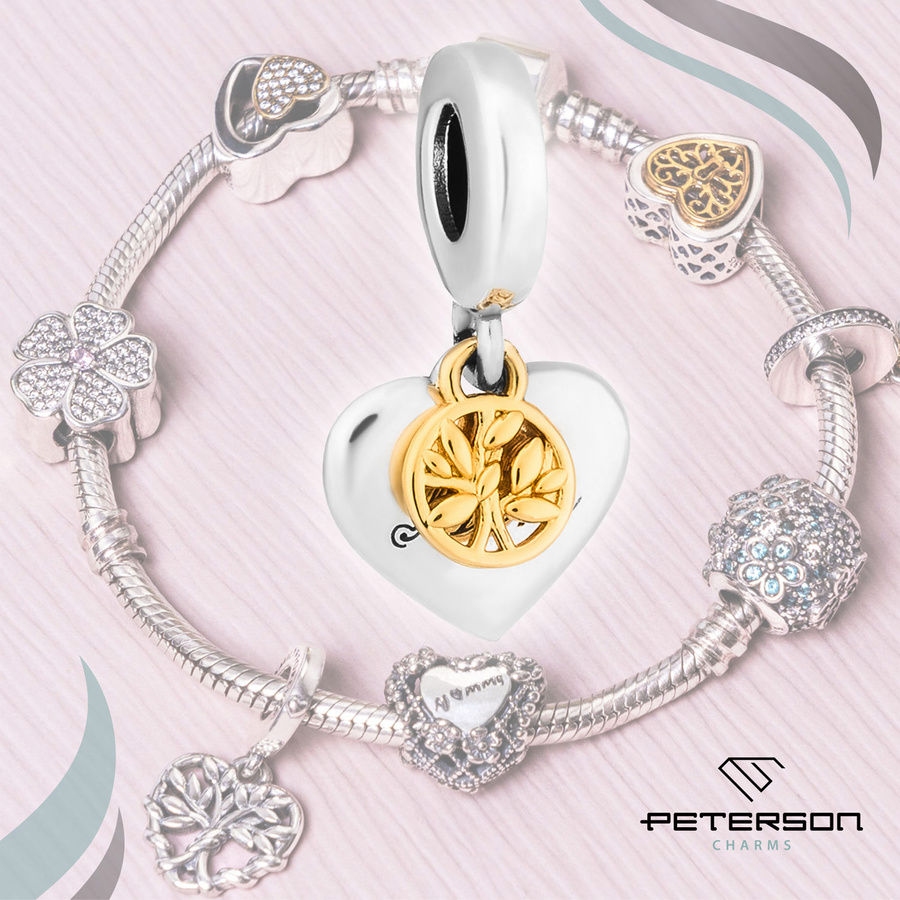 Srebrny charms serce do modułowej bransoletki - Peterson