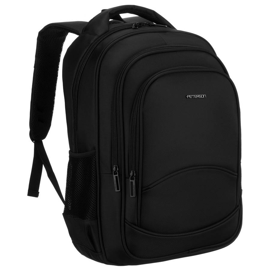 Plecak szkolny z poliestru w czarnym kolorze z portem USB - Peterson