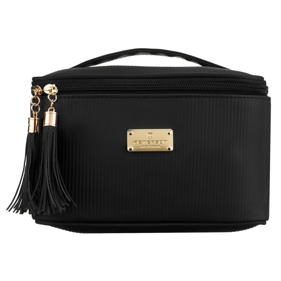 Czarna kosmetyczka z tkaniny syntetycznej z poręcznym uchwytem - Peterson