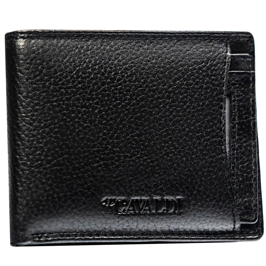 Poziome, czarne etui na karty ze skóry naturalnej zapakowane w eleganckie pudełko - 4U Cavaldi