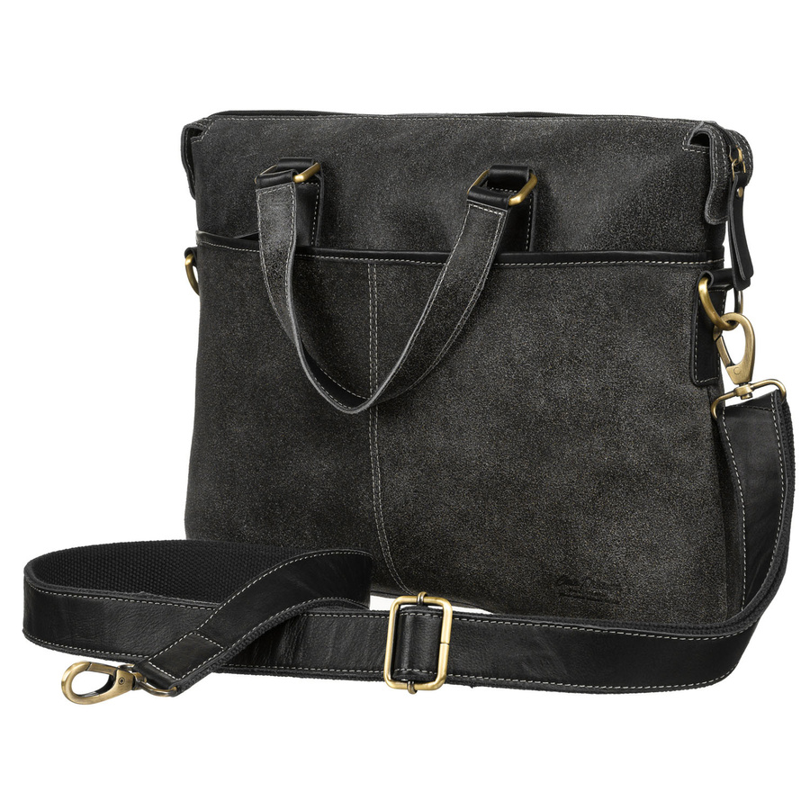 Czarna, skórzana torba męska na dokumenty z miejscem na laptopa - Peterson