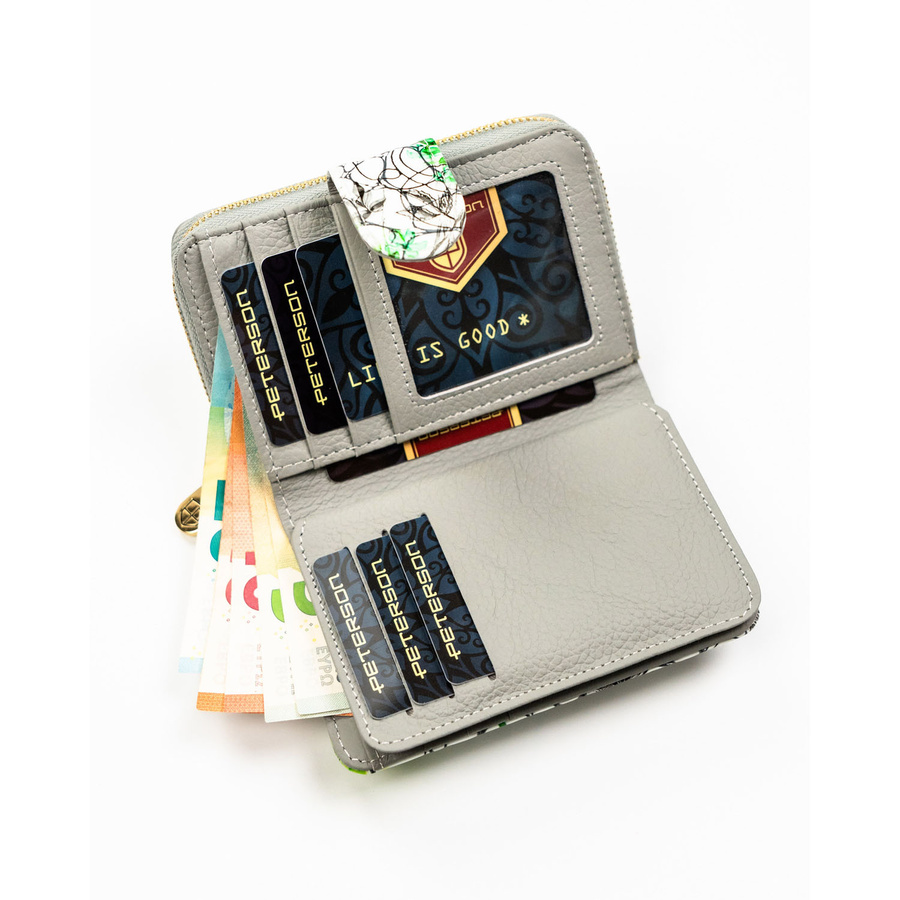 Pojemny, zielony portfel damski ze skóry naturalnej z systemem RFID - Peterson