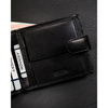 Czarny, poziomy, pojemny portfel męski ze skóry naturalnej zamykany zatrzaskiem - Ronaldo