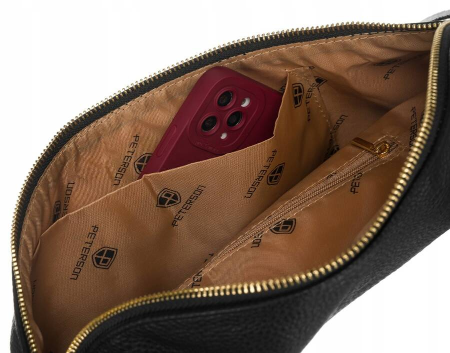 Duża saszetka damska ze skóry ekologicznej - Peterson