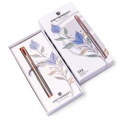 Metalowy długopis w srebrno-złotym kolorze z czarnym wkładem - Peterson