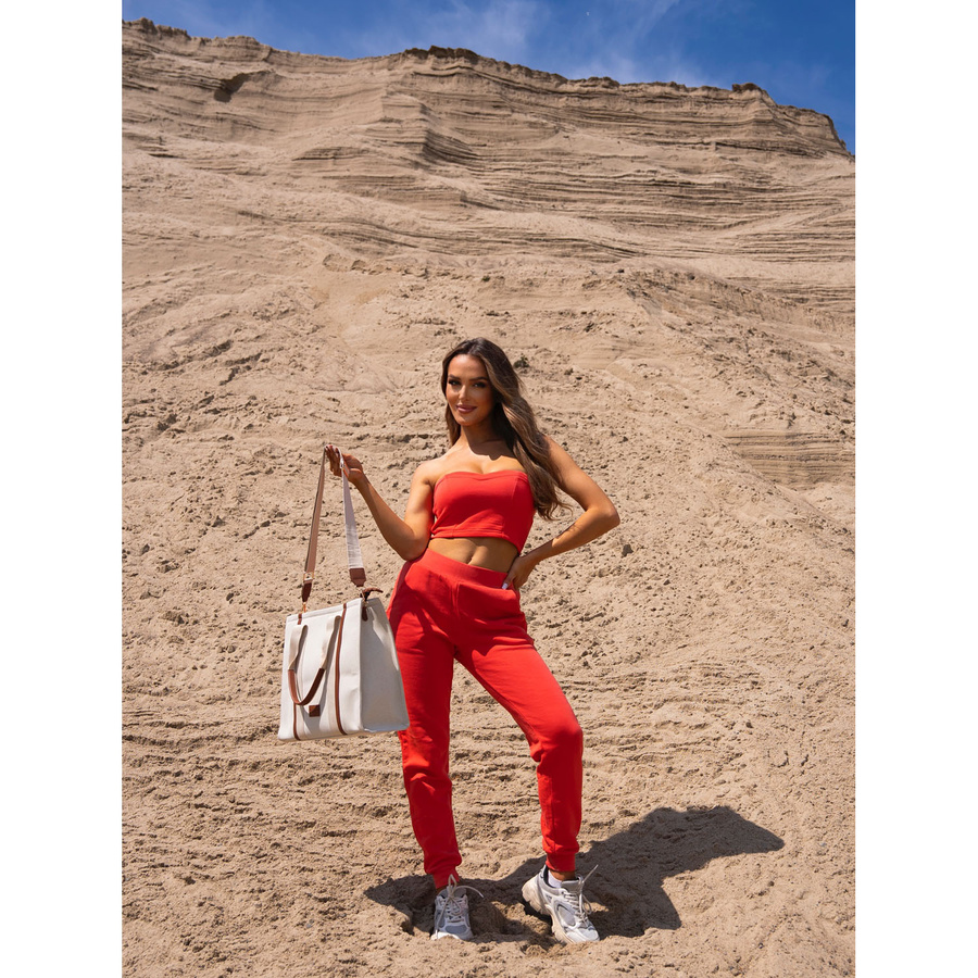 Modna shopperka damska w brązowo-beżowym kolorze z regulowanym paskiem w zestawie - Peterson