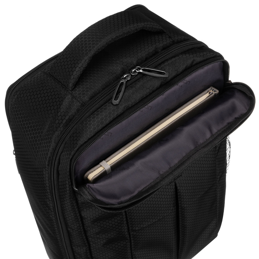 Podróżny, czarny plecak z poliestru idealny na bagaż podręczny - Peterson