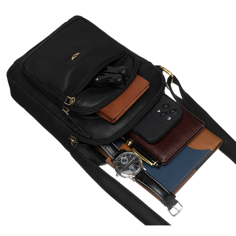 Torba męska naturalna skóra z regulowanym paskiem - Peterson