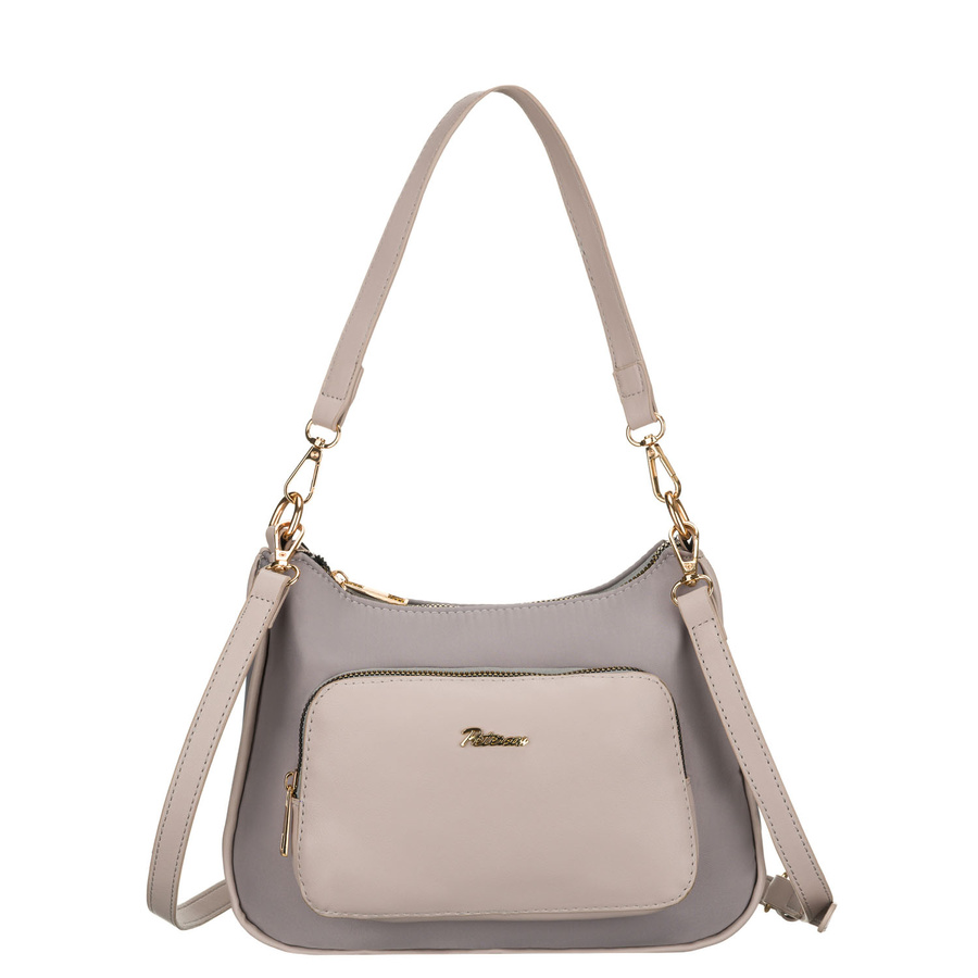 Miejska, szara listonoszka damska z nylonu i skóry ekologicznej - Peterson