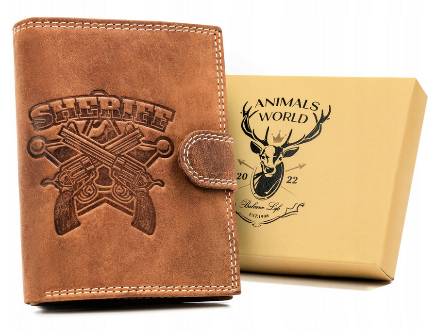 Duży, pionowy portfel męski ze skóry naturalnej - Always Wild