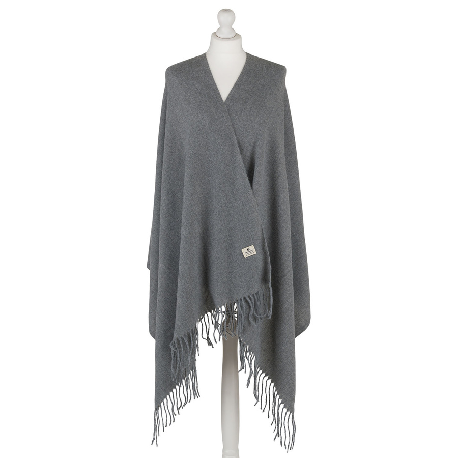 Szary, elegancki szalik damski z poliestru z frędzlami - Peterson