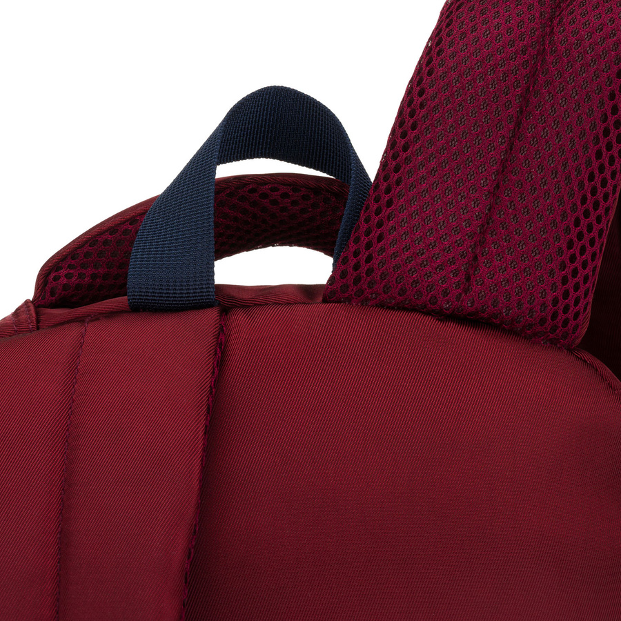 Bordowy plecak szkolny z poliestru wyposażony w boczne pasy kompresyjne - Peterson