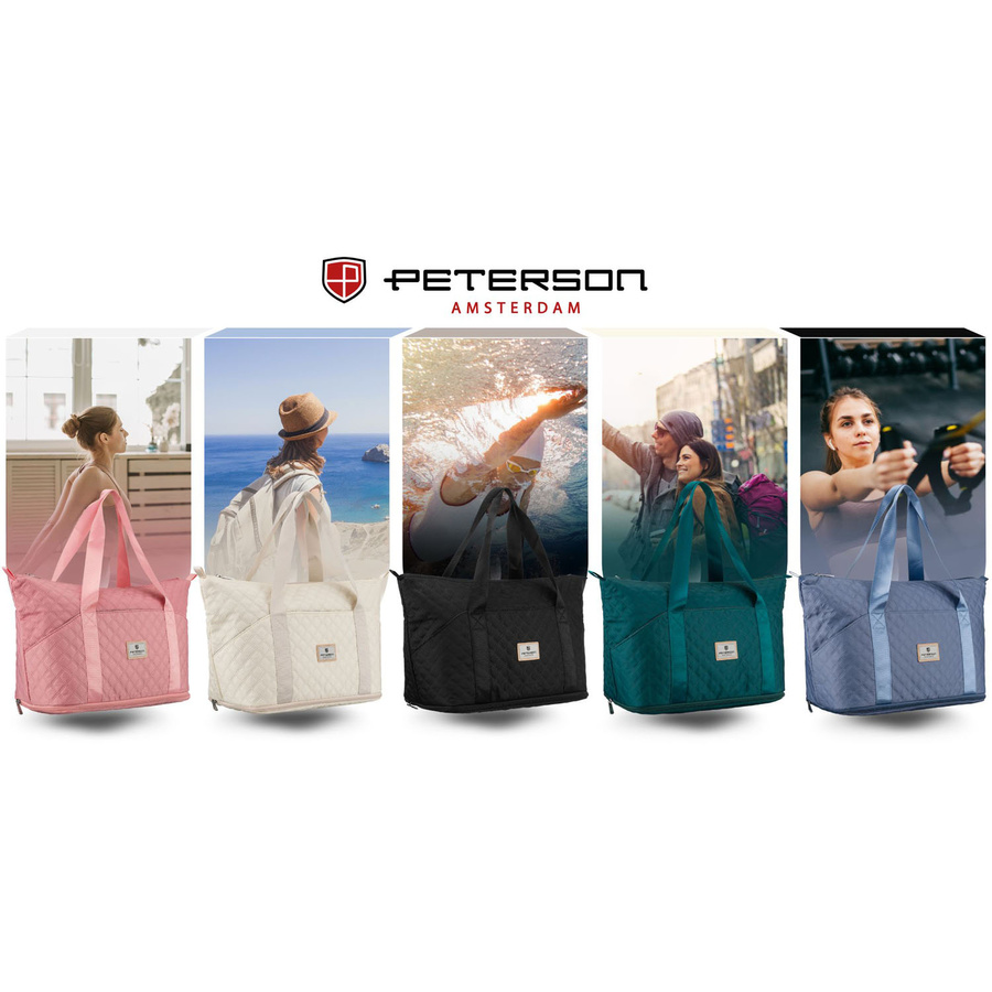 Beżowa, treningowa torba wykonana z poliestru, jednokomorowa - Peterson