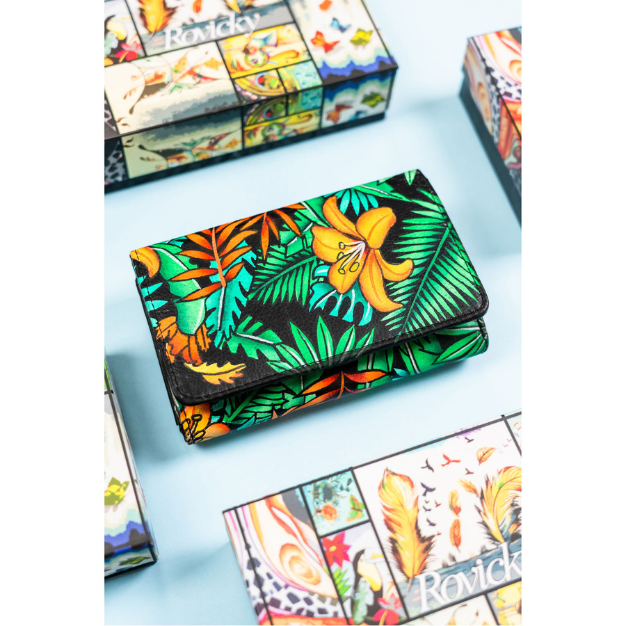 Damski portfel na zatrzask wykonany ze skóry naturalnej - Rovicky