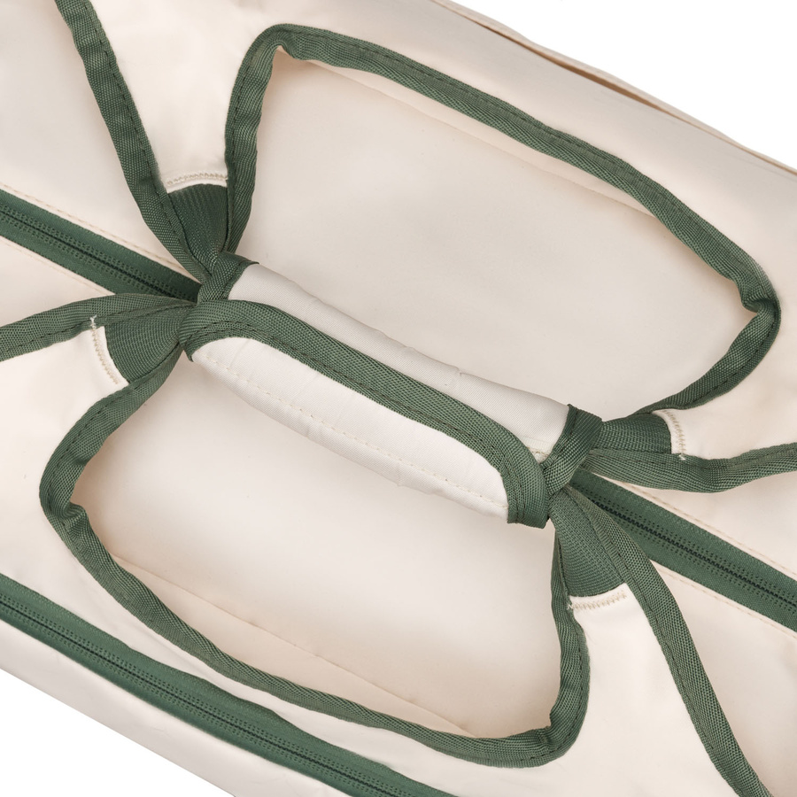 Weekendowa torba podróżna w kolorach ecru i zielonym, wyposażona w uchwyt na walizkę - Peterson