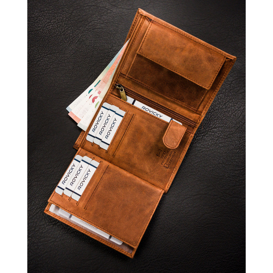 Portfel męski ze skóry naturalnej z tłoczeniem w kształcie głowy psa