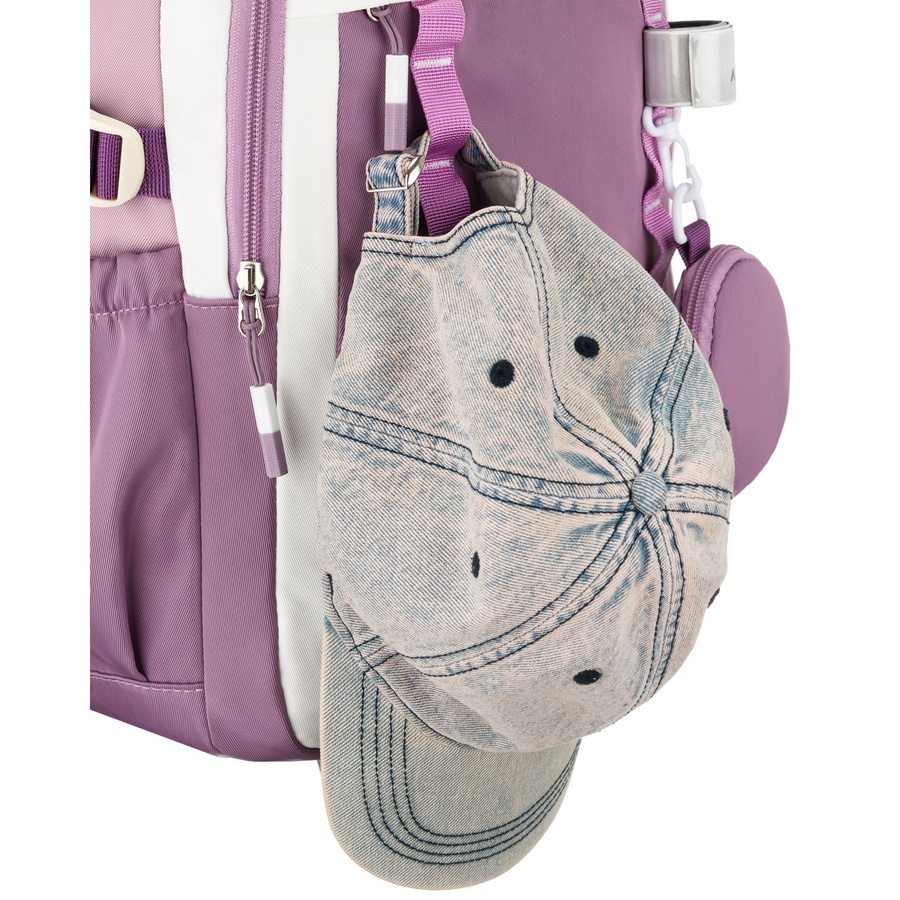 Miękki plecak szkolny z poliestru w białofioletowym kolorze, zawieszony na regulowanych szelkach - Peterson