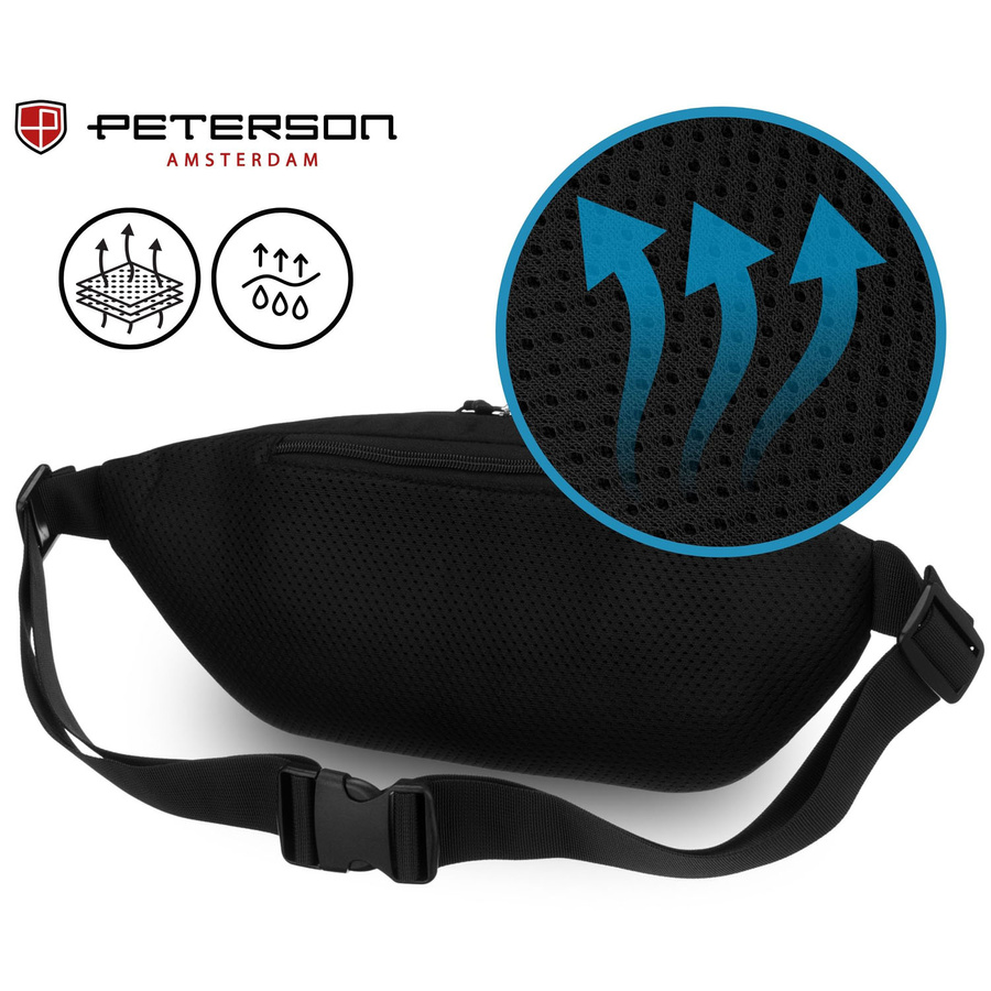 Sportowa saszetka z poliestru w czarnym kolorze - Peterson