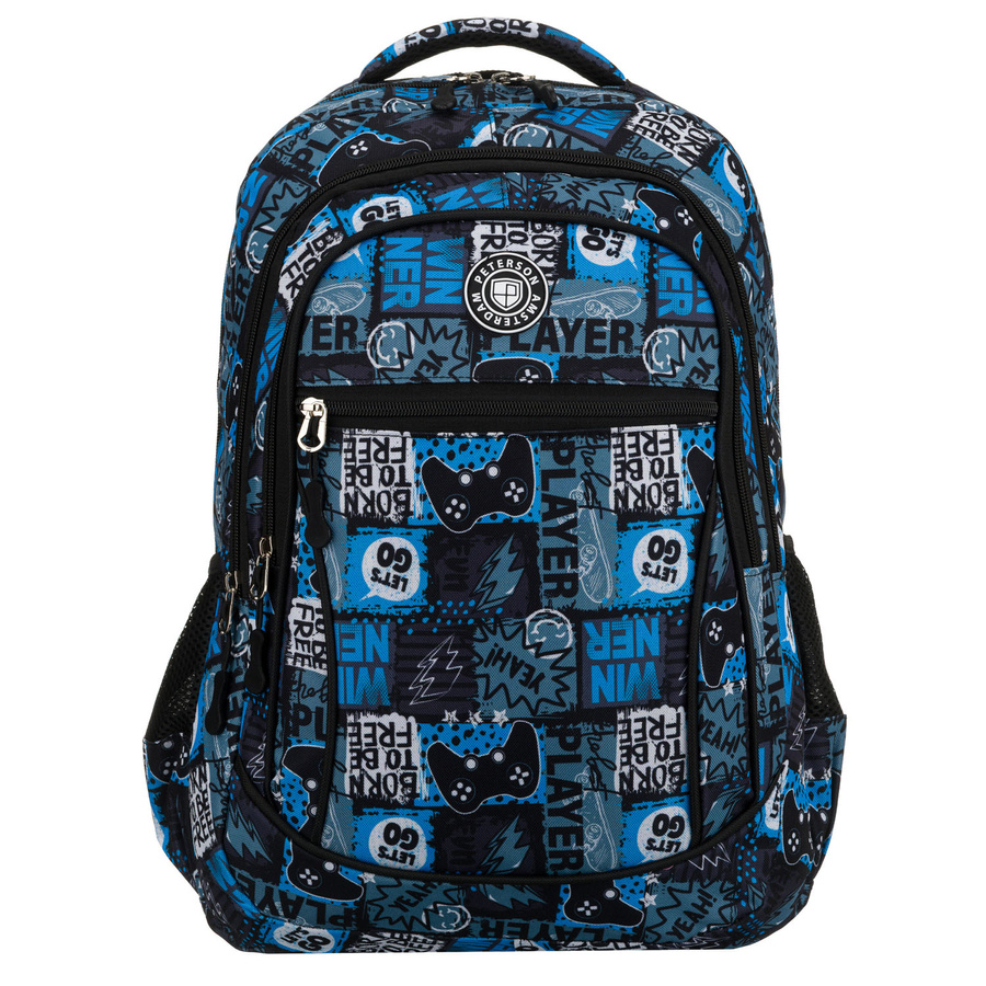 Szkolny plecak młodzieżowy z poliestru w gamingowy wzór - Peterson