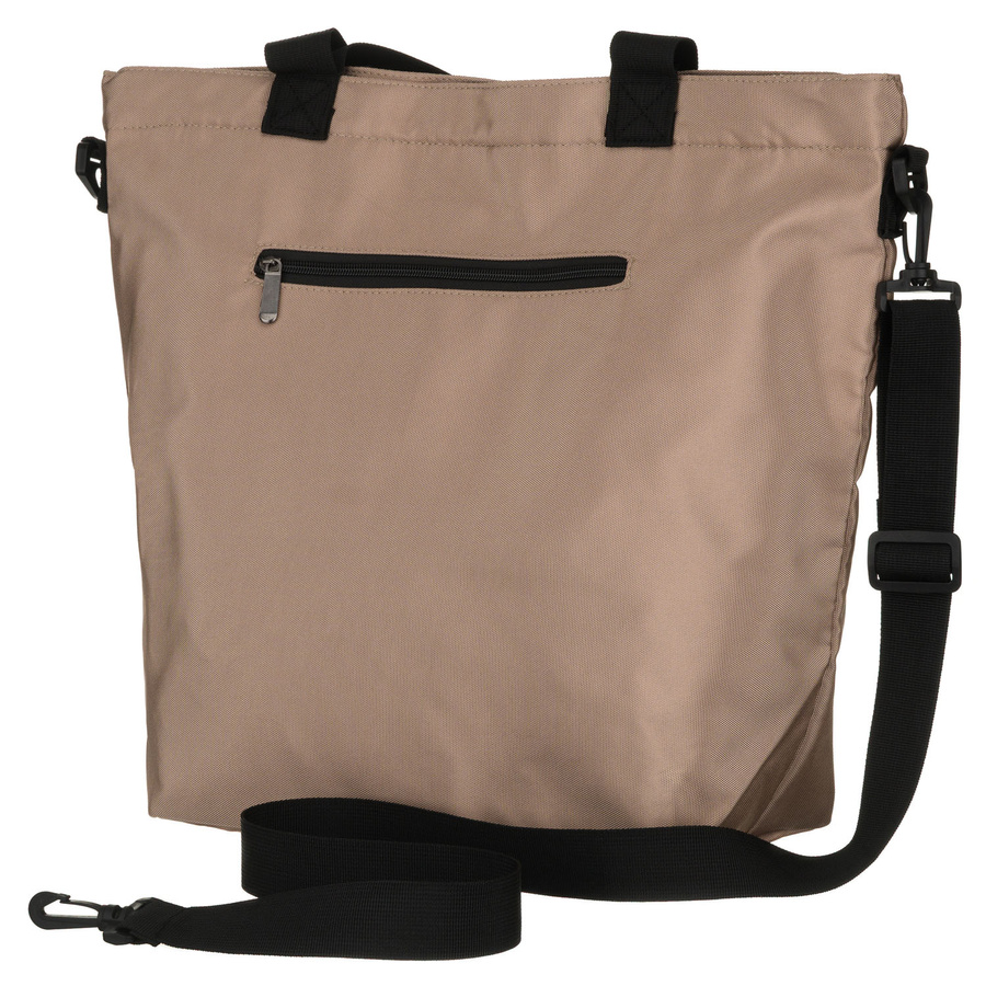 Duża torba damska z poliestru w beżowym kolorze, jednokomorowa - Peterson