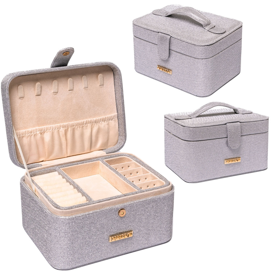 Srebrna szkatułka na biżuterię zamykana zamkiem magnetycznym - Peterson